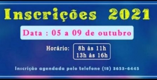 Agendamento de inscrições para o ano letivo de 2021